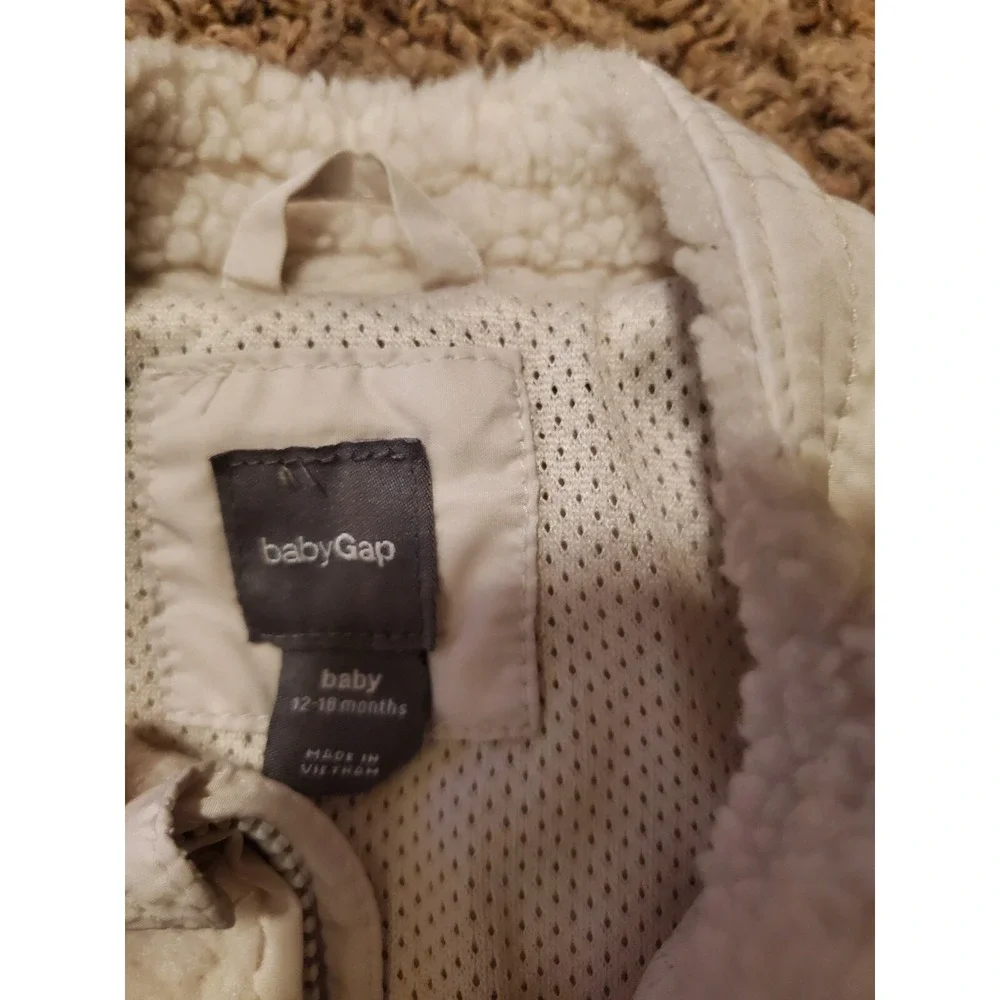 Baby Gap Girls White‎ Fleece Sherpa Jacket 12 To 18 Months